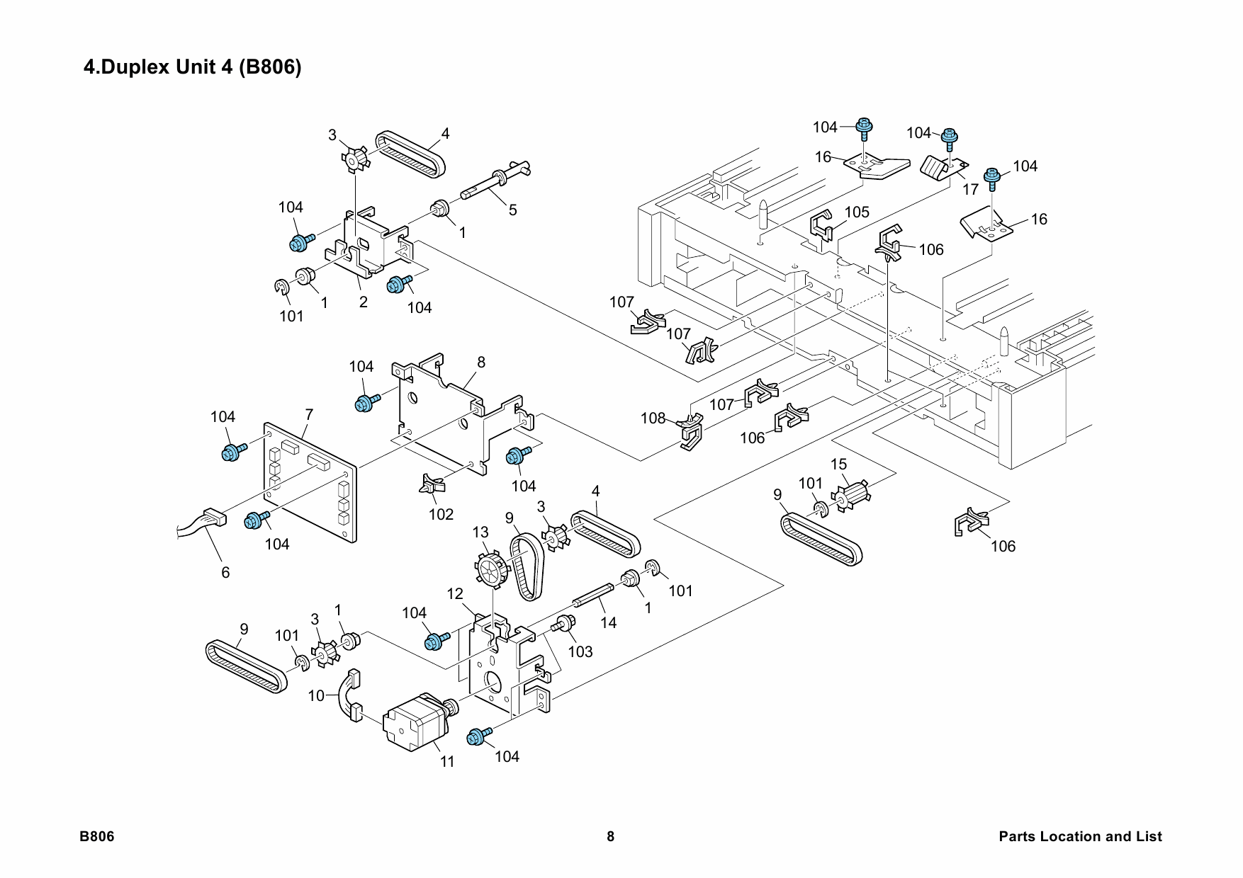 RICOH Options B806 DUPLEX-UNIT-AD2000 Parts Catalog PDF download-5